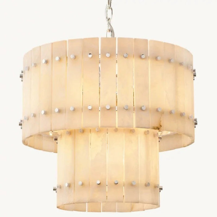 San Marc Alabaster Round 2-Tiered Chandelier