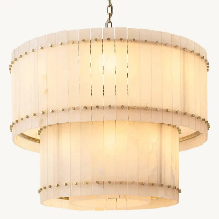 San Marc Alabaster Round 2-Tiered Chandelier