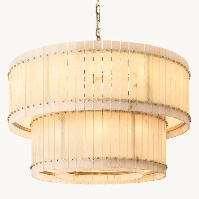 San Marc Alabaster Round 2-Tiered Chandelier