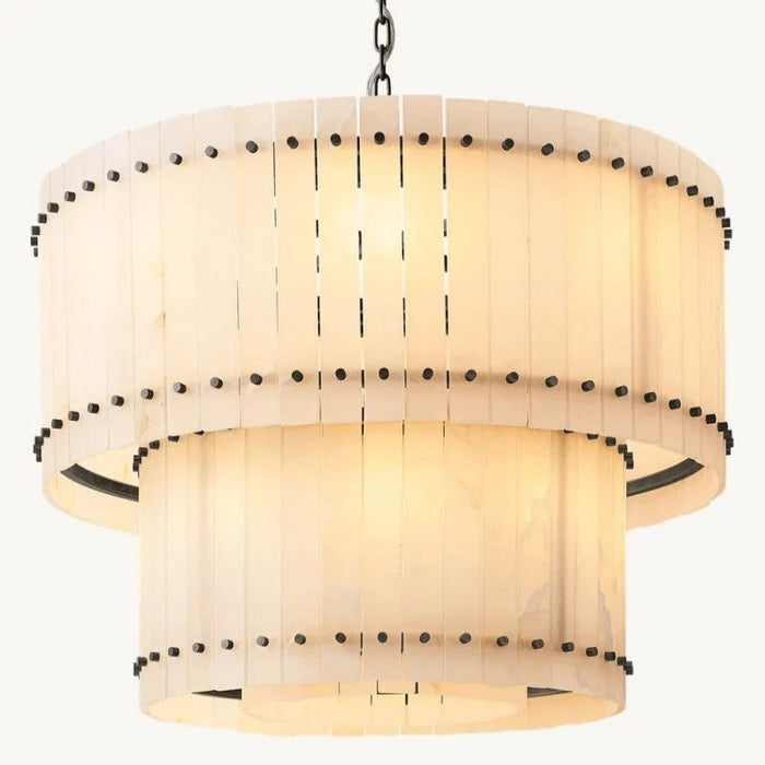 San Marc Alabaster Round 2-Tiered Chandelier