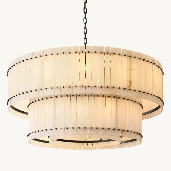 San Marc Alabaster Round 2-Tiered Chandelier