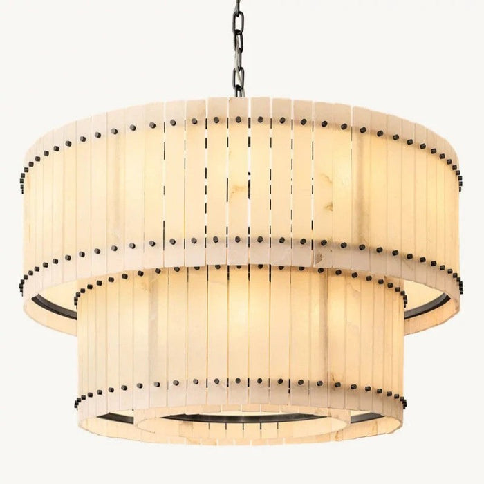 San Marc Alabaster Round 2-Tiered Chandelier