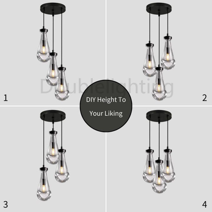 Raindrops 3-Light Cord Round Chandelier