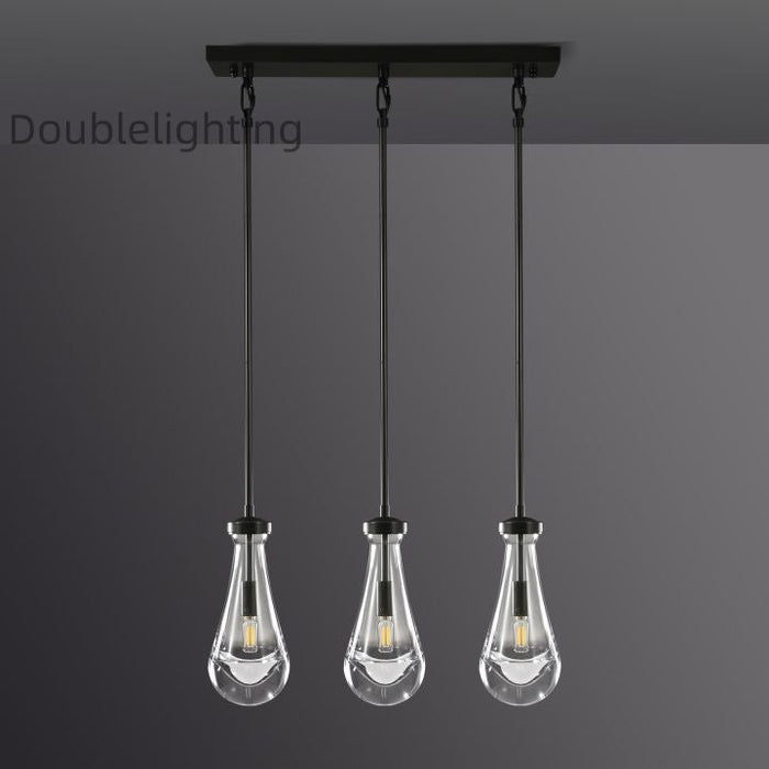 Raindrops 3-Light Rod Rectangular Chandelier