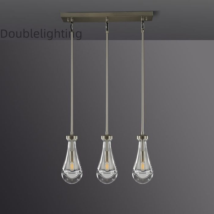 Raindrops 3-Light Rod Rectangular Chandelier