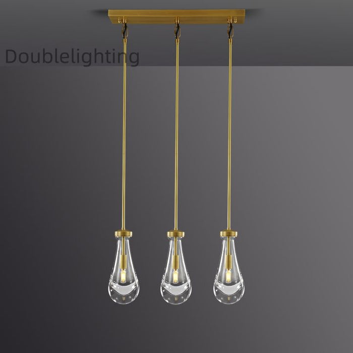 Raindrops 3-Light Rod Rectangular Chandelier