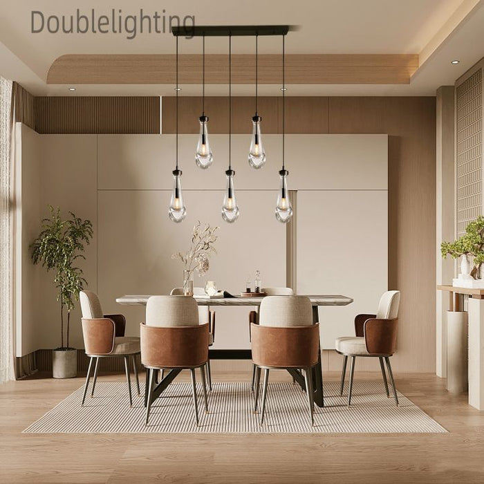 Raindrops 5-Light Cord Rectangular Chandelier