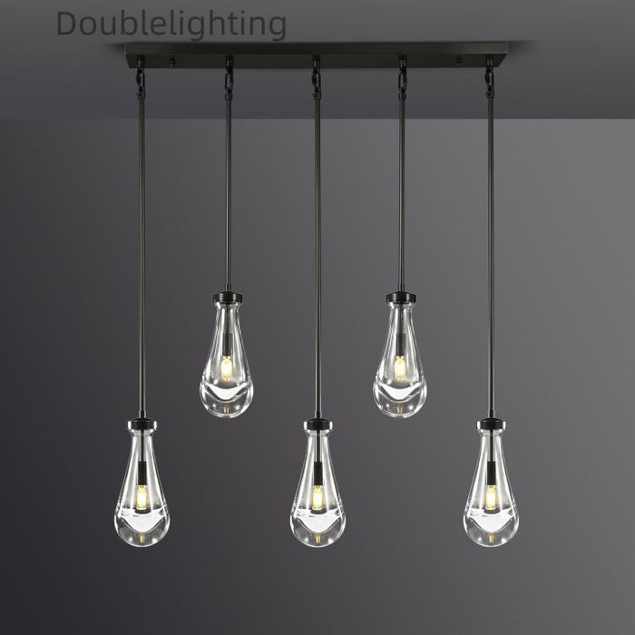 Raindrops 5-Light Rod Rectangular Chandelier