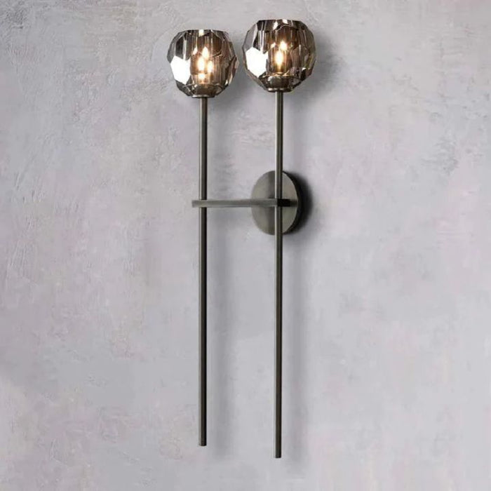 Crysball Smoke Glass Double Grand Wall Sconce