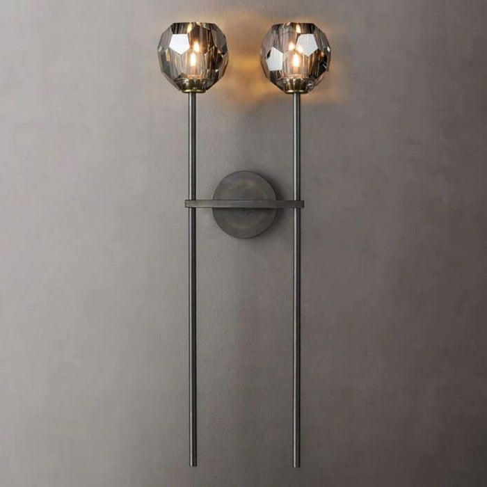 Crysball Smoke Glass Double Grand Wall Sconce