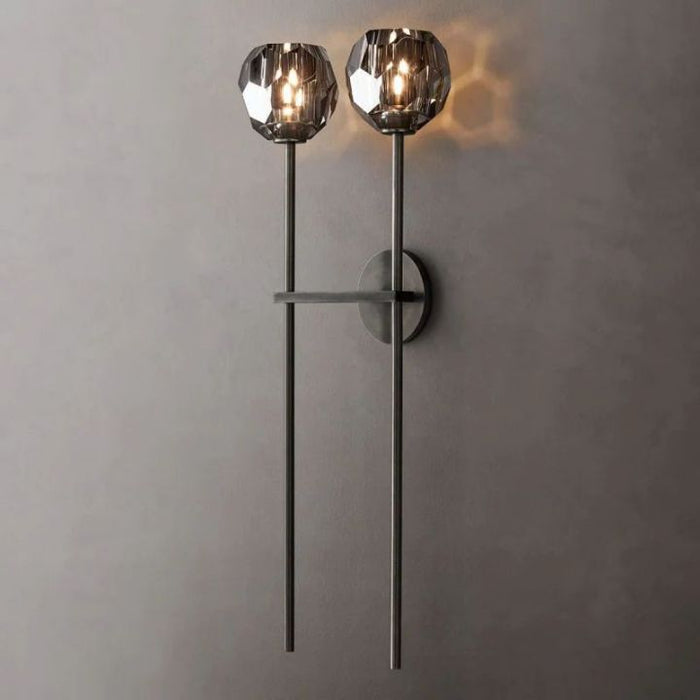 Crysball Smoke Glass Double Grand Wall Sconce