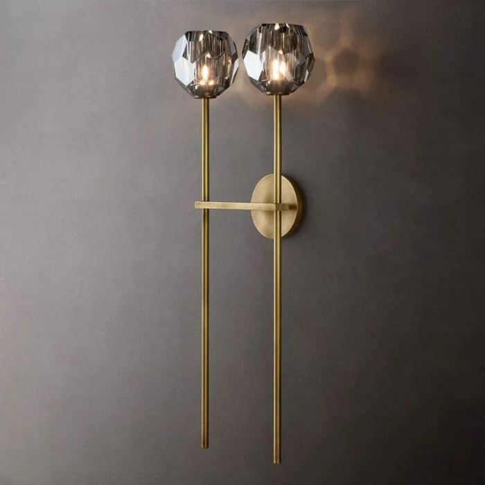 Crysball Smoke Glass Double Grand Wall Sconce