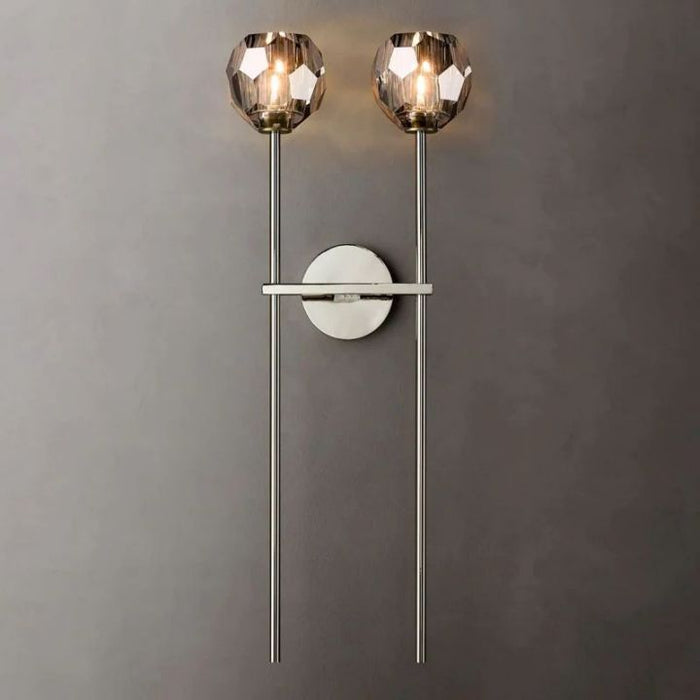 Crysball Smoke Glass Double Grand Wall Sconce