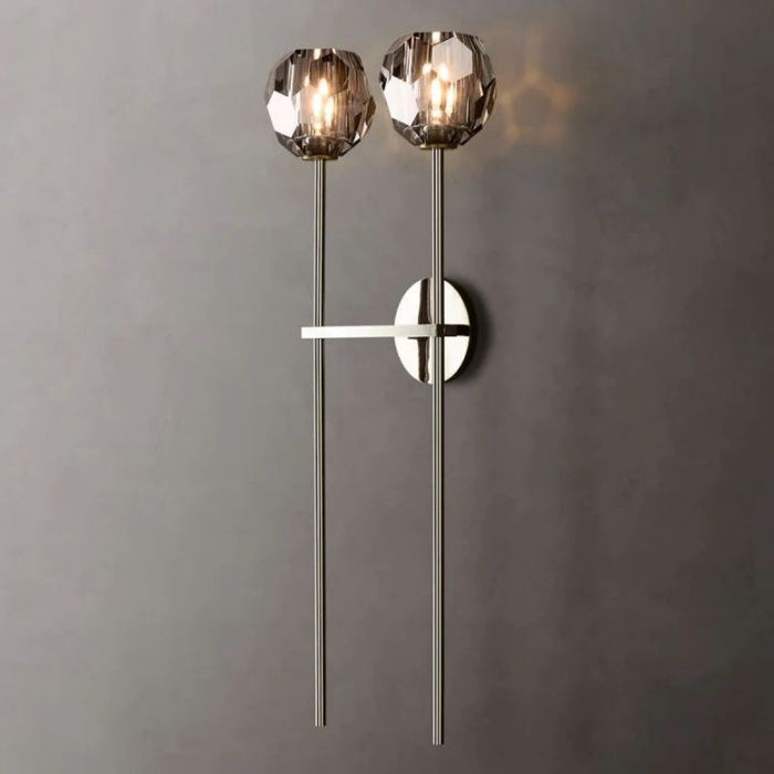 Crysball Smoke Glass Double Grand Wall Sconce