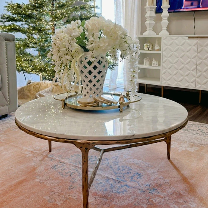 Thaddeus Marble Round Coffee Table 3 Legs 35"