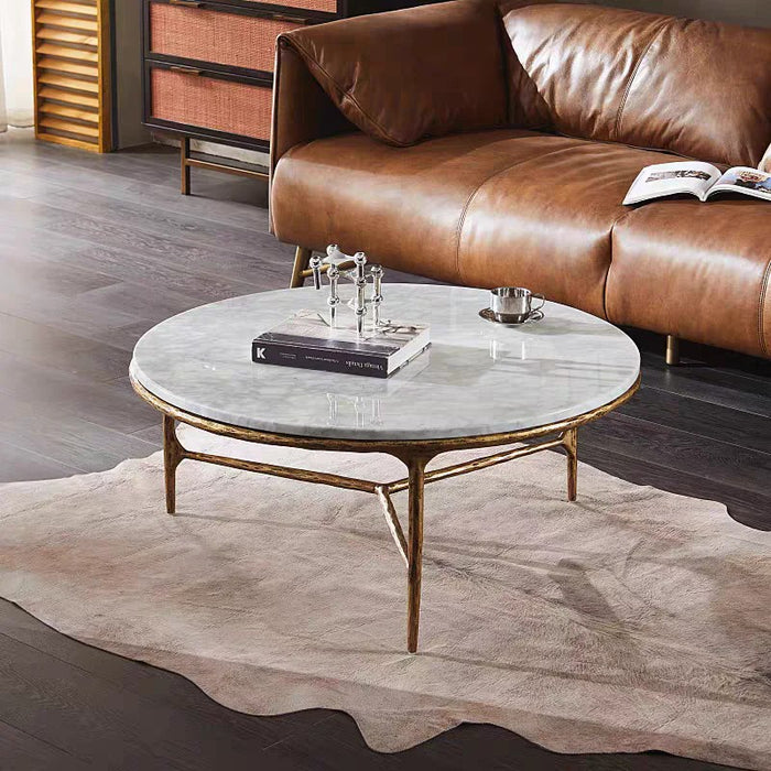 Thaddeus Marble Round Coffee Table 3 Legs 35"