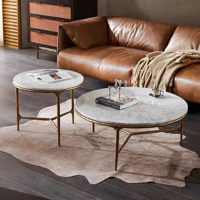 Thaddeus Marble Round Coffee Table 3 Legs 35"
