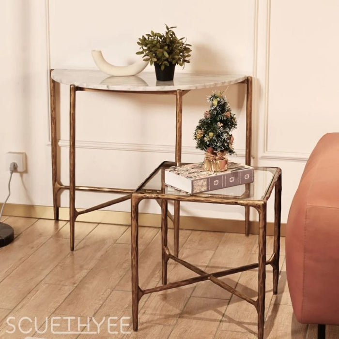 Thaddeus Semi-Circle Marble Console Table
