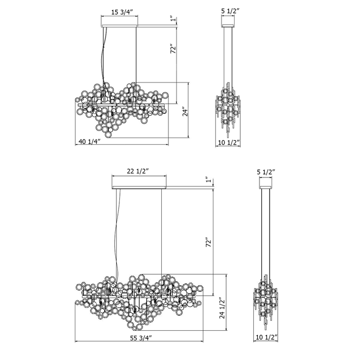 Trento Clustered Glass Linear Suspension