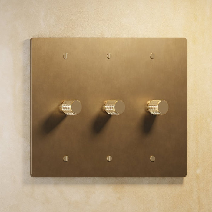 Brass Rotary Dimmer Switch (3-Gang)