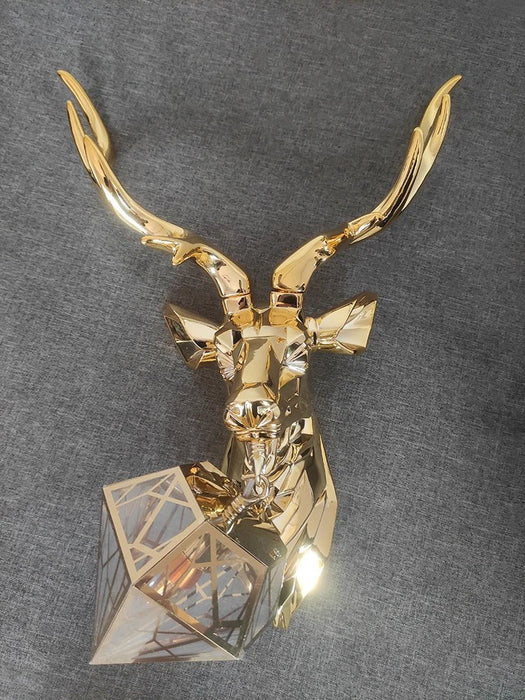 Deer Head Metallic Wall Lamp