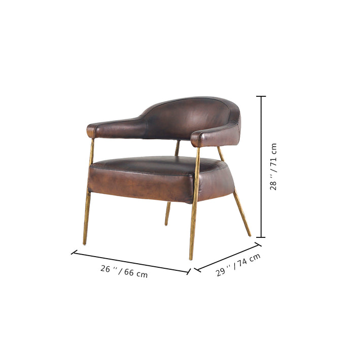 Thaddeus Brown Leather Lounge Armchair