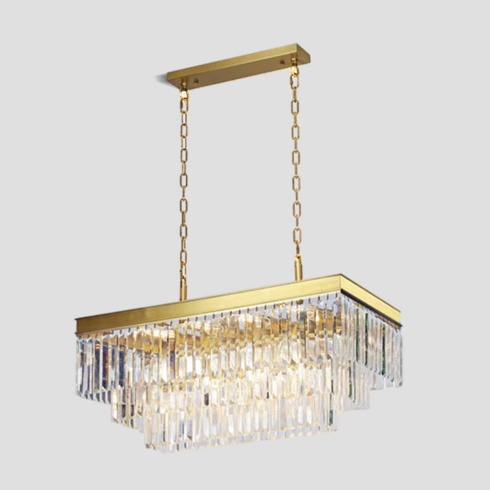 Falria 3-Tier Crystal Rectangular Chandelier