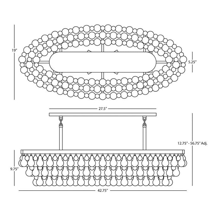 Abbe Waterdrop Oval Chandelier 43"