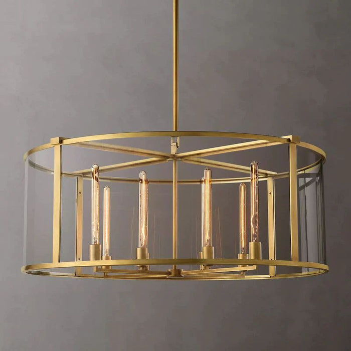 Beckman Glass Lantern Modern Round Chandelier 44"