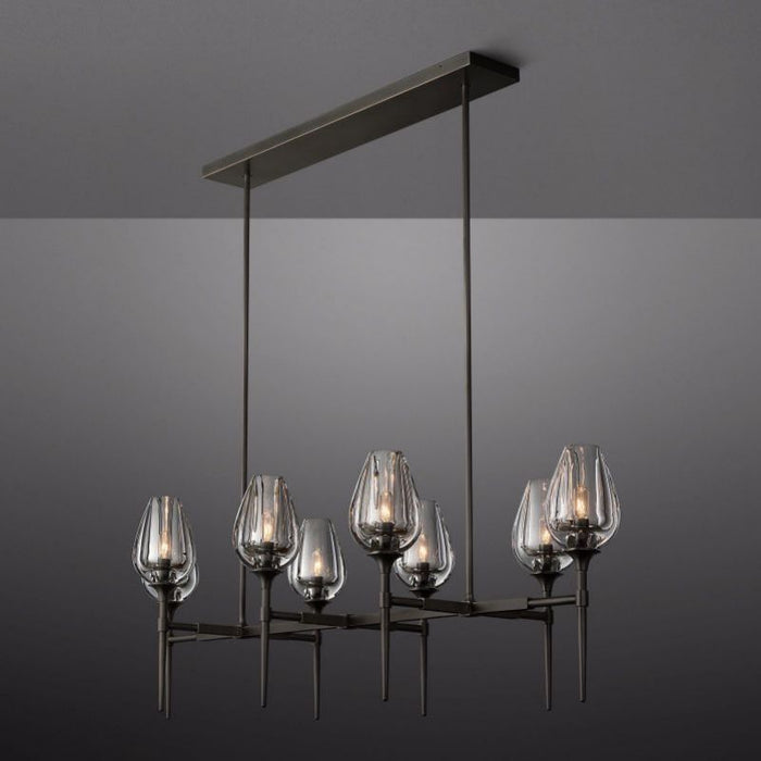 Maria Tulip Glass Linear Chandelier 52"