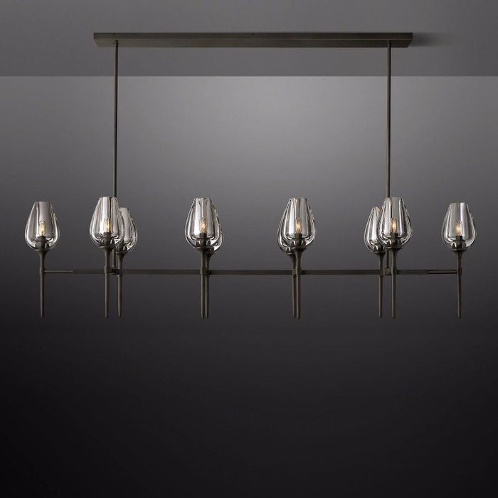 Maria Tulip Glass Linear Chandelier  65"