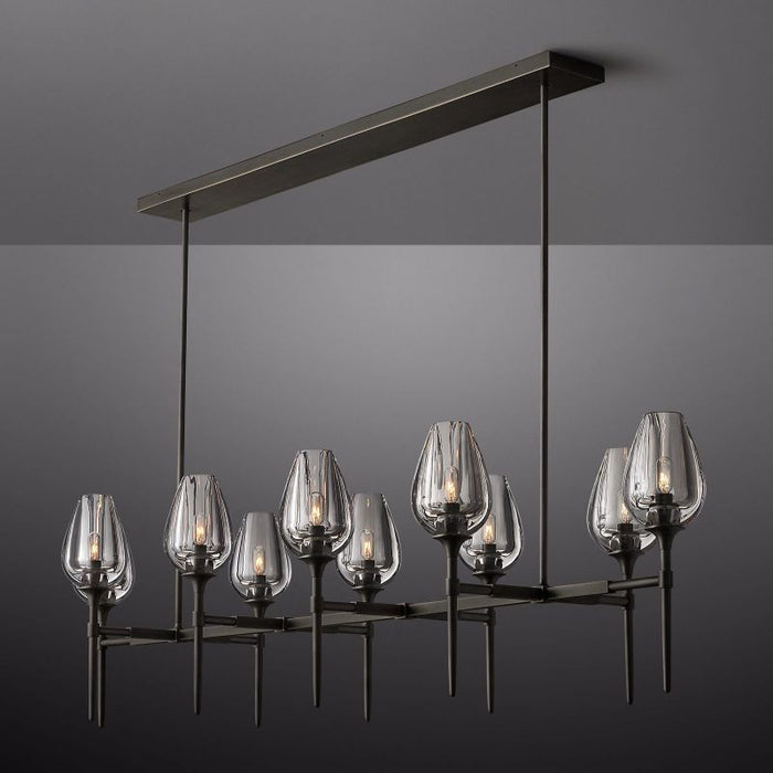 Maria Tulip Glass Linear Chandelier  65"