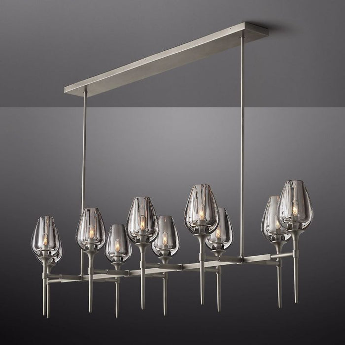 Maria Tulip Glass Linear Chandelier  65"