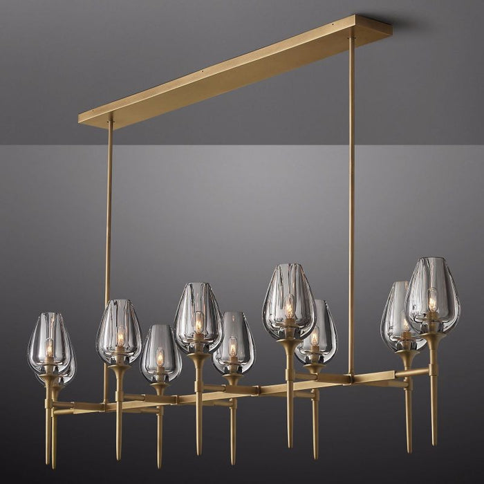 Maria Tulip Glass Linear Chandelier  65"