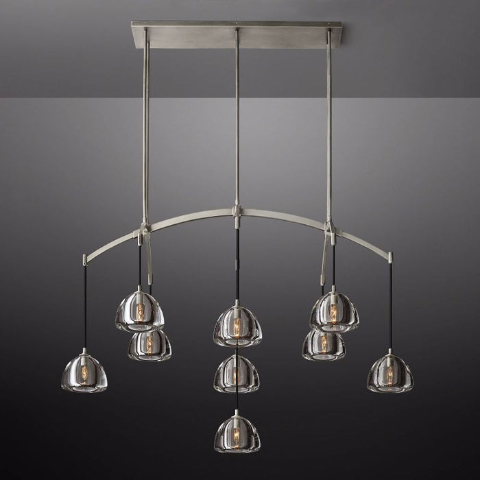 Mark Dimple Glass Linear Chandelier 54"