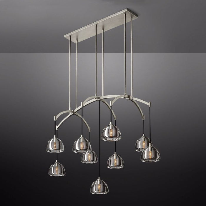 Mark Dimple Glass Linear Chandelier 54"