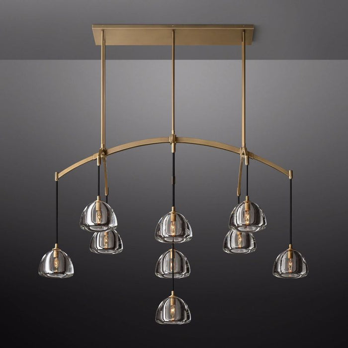 Mark Dimple Glass Linear Chandelier 54"