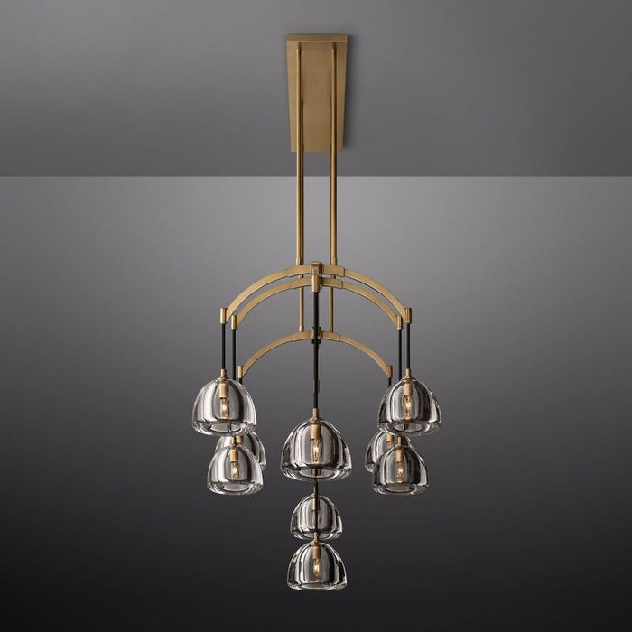 Mark Dimple Glass Linear Chandelier 54"