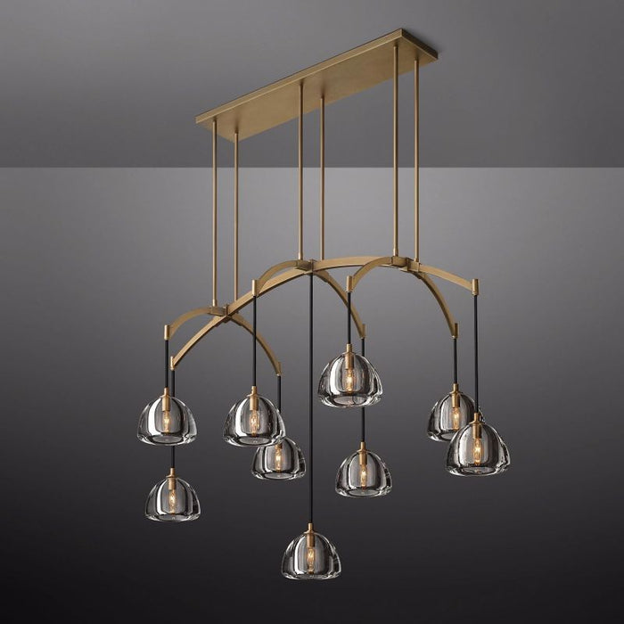 Mark Dimple Glass Linear Chandelier 54"