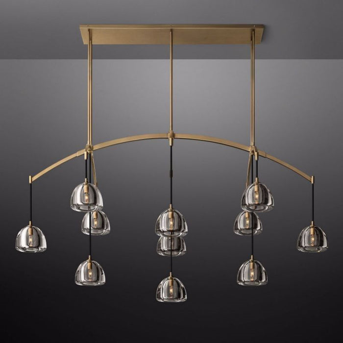 Mark Dimple Glass Linear Chandelier 72"