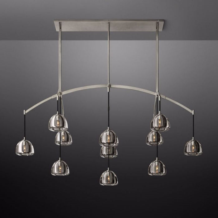 Mark Dimple Glass Linear Chandelier 72"