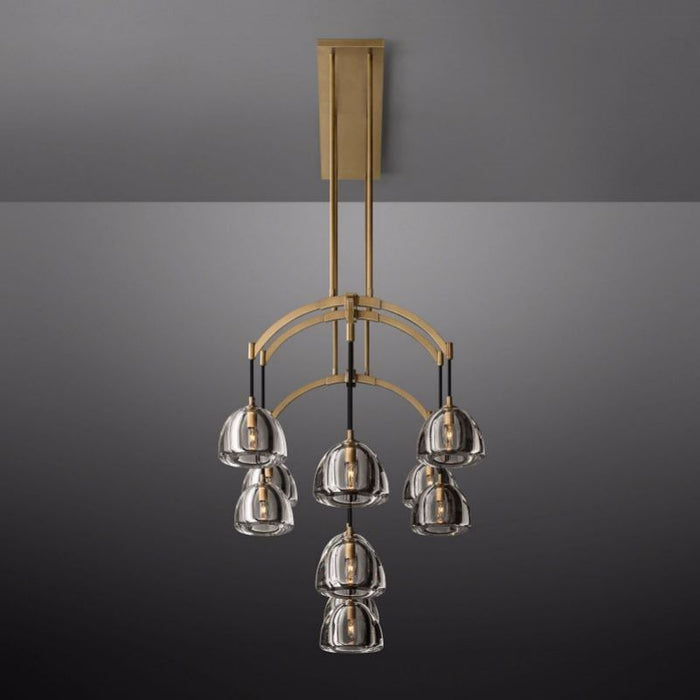 Mark Dimple Glass Linear Chandelier 72"