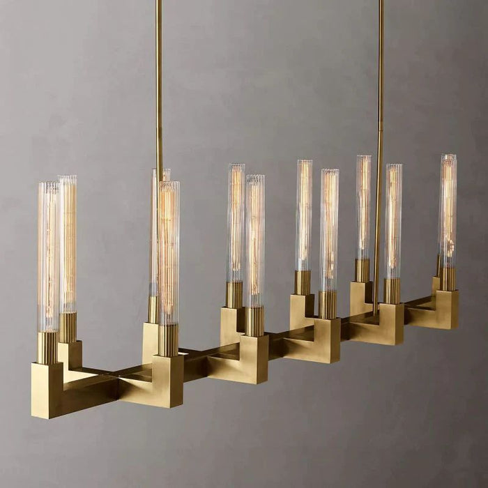 Cannele Glass Linear Chandelier 67"