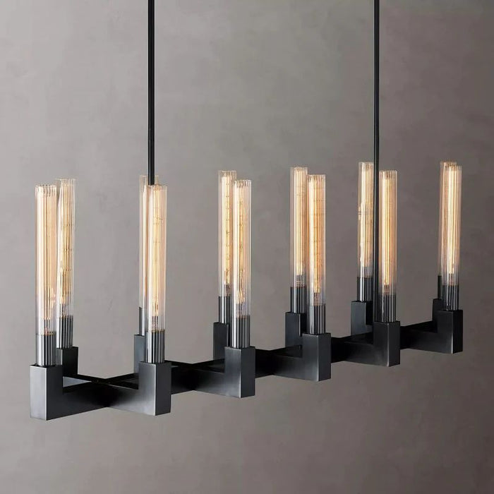 Cannele Glass Linear Chandelier 55"