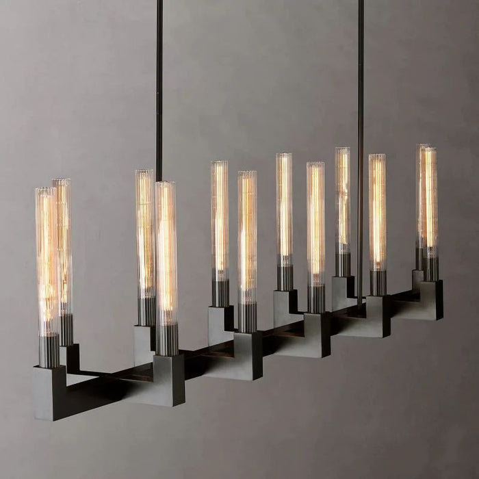 Cannele Glass Linear Chandelier 67"