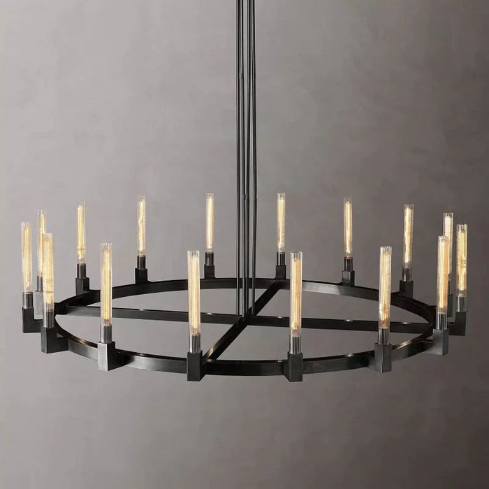 Cannele Glass Round Chandelier 72"