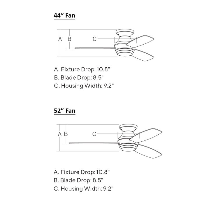 Ikon Hugger Ceiling Fan with Color Select Light